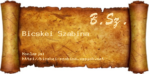 Bicskei Szabina névjegykártya